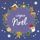 Joyeux No&euml;l avec couronne d&eacute;corative festive